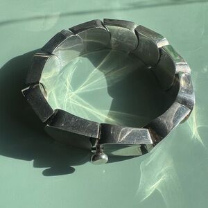 Vintage Taxco Mexican 925 Sterling Silver Fingernail Design Link Bracelet